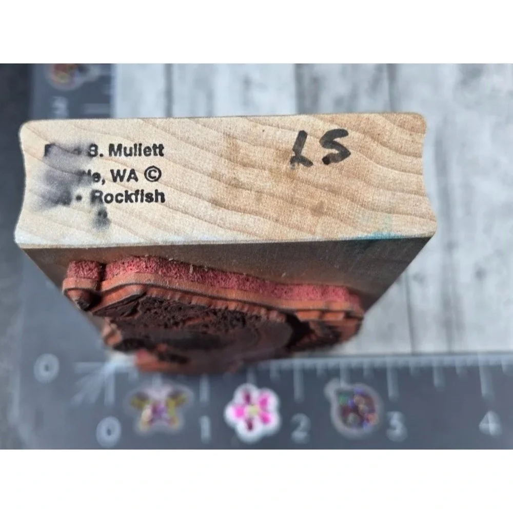 Fred Mullett Large Rockfish Rubber Stamp Wood #K33